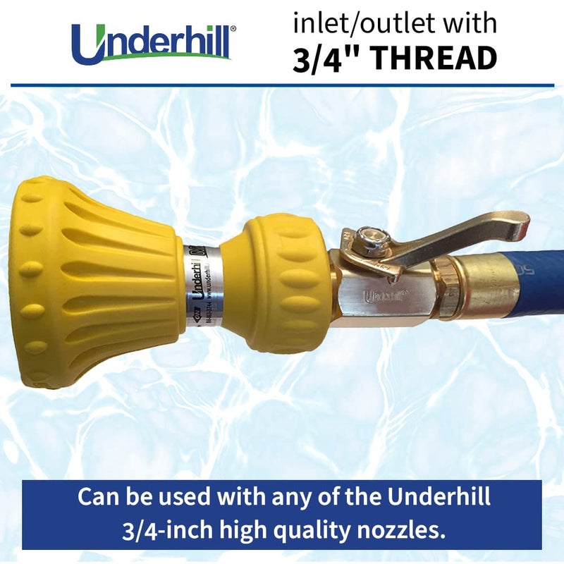 Underhill Garden Hose Shut Off Valve 3/4-Inch Hose Thread, Brass Hose Nozzle Connector, Attachment, Heavy-Duty Fittings, CV075H - Image 5